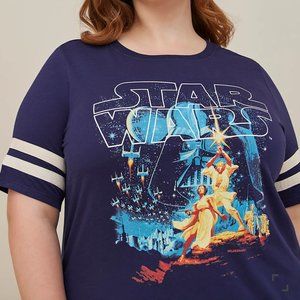 STAR WARS CLASSIC FIT FOOTBALL TEE - HERITAGE COTTON NAVY BLUE(NWOT)